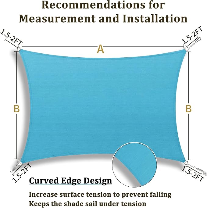 Shade&Beyond 6'x14' Sun Shade Sail Canopy Rectangle, UV Block Breathable Curved - Image 5