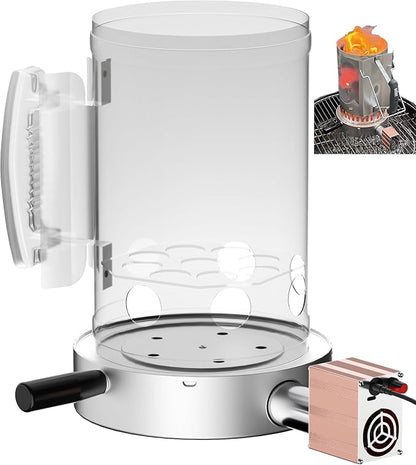 Charcoal Chimney Booster-Charcoal Starter Base & Coal Burner Blower, 10-Minute Rapid Ignition, Outdoor BBQ Accessories for Kingsford, Weber and Other Grill Chimney Charcoal Starter-Ideal Grilling Gift