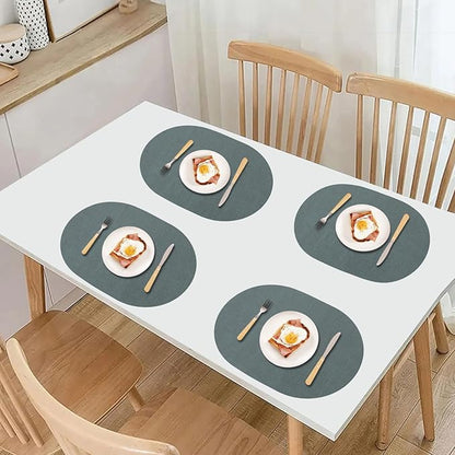 Leather Placemats Set of 6 Oval,Green Faux Leather Placemat Waterproof Reversible Non Slip,Heat Resistant Wipeable Table Placemats for Dining Table,Modern Table Protectors