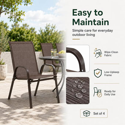Majnesvon Outdoor Patio Chairs Set of 8, Stackable Patio Chairs, Front Porch - Image 4