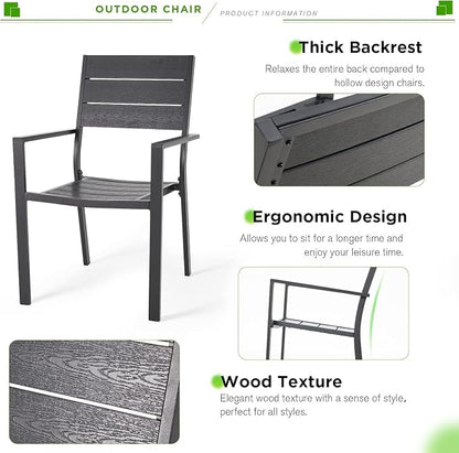 AECOJOY 4 Pieces Outdoor Dining Chairs, Aluminum Frame Stackable Patio Chair - Image 5