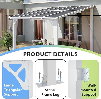 Aoxun 8’x10’ Gazebo with Aluminum Frame & Polycarbonate Panel, Outdoor Patio - Image 4