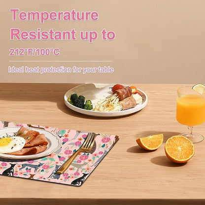 Dog Placemats Set of 4 - Animal Heat Resistant Placemats for Dinner Table, Non-Slip Waterproof Oil-Proof Washable Reusable Placemat for Indoor Outdoor Kitchen Decor, 15.75In*11.81In