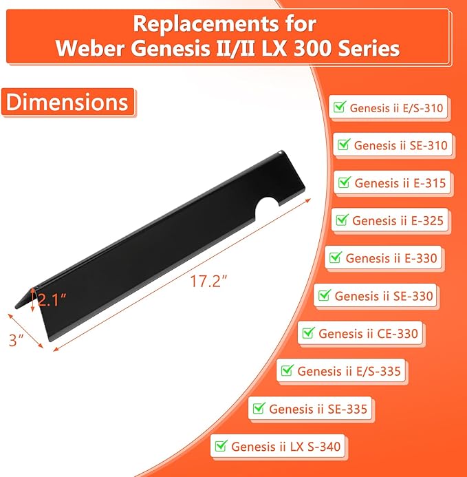Genesis II Flavorizer Bars for Weber Genesis II 300, Genesis ii E-310 ii E-315 ii E-335 ii S-310 ii S-335 ii SE-335 Grills, Porcelain Enameled 66795 Flavorizer Bars for Weber Genesis II Grill Parts