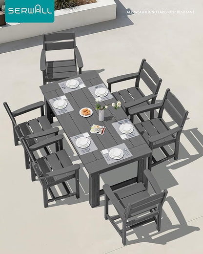 SERWALL HDPE Outdoor Dining Chair, Patio Dining Chair for Deck, Gray