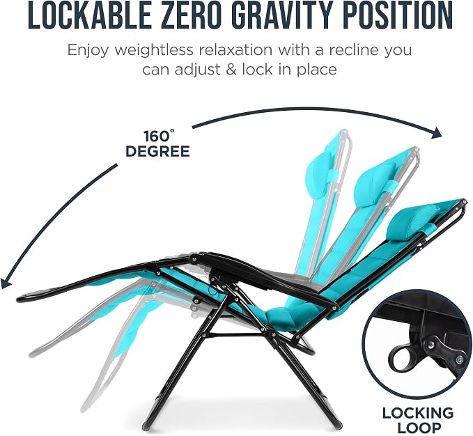 Best Choice Products Oversized Padded Zero Gravity Chair w/Canopy Headrest Cup - Image 7