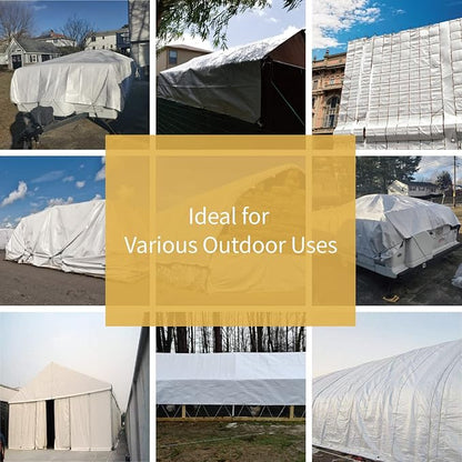 GUARD SHIELD White Tarp 6x6 Feet Medium Duty All Purpose Poly Tarps Cover 7mil