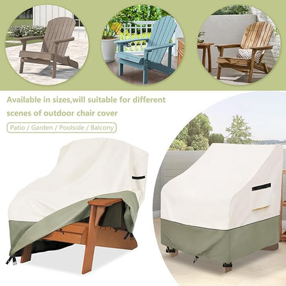 Patio Adirondack Chair Cover 35 W x 37 D x 36 H inches,600D Heavy Duty Waterproof Outdoor Chair Covers,Patio Furniture Covers for Adirondack Chairs,Beige