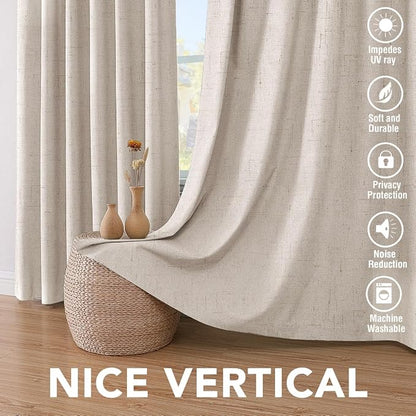 H.VERSAILTEX Primitive Linen Curtains 100% Blackout Curtain Drapes Burlap - Image 7