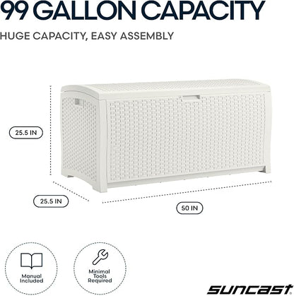 Suncast 99 Gallon Wicker Horizontal Outdoor Deck Box - Image 4