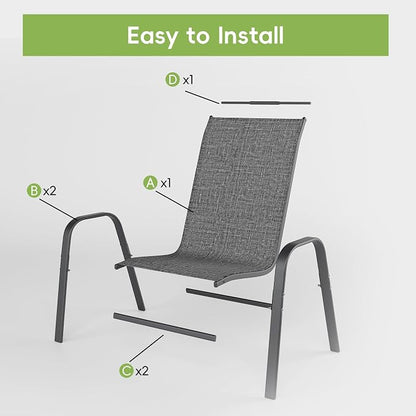 Patio Chairs Set of 2, Outdoor Dining Chairs Stackable - Image 8