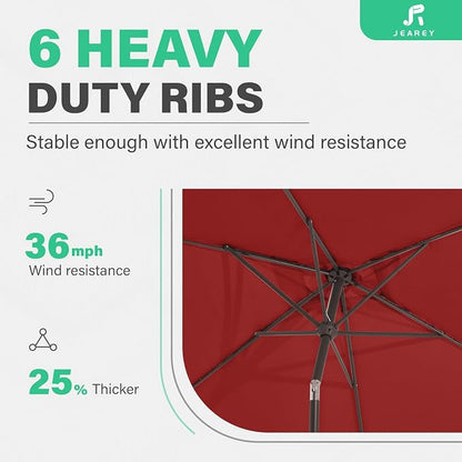 JEAREY 6.5x10 ft Rectangular Patio Umbrellas Rectangle Outdoor Umbrella - Image 9
