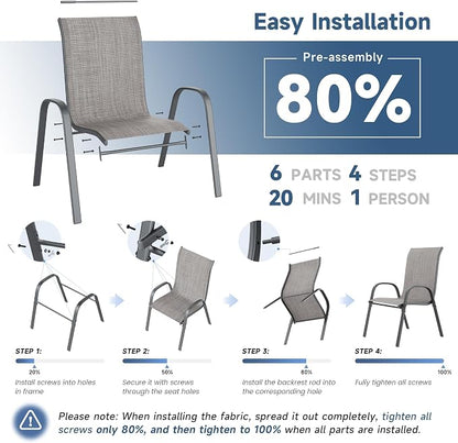 Amopatio Patio Chairs Set of 8, Outdoor Stackable Dining Chairs - Image 5