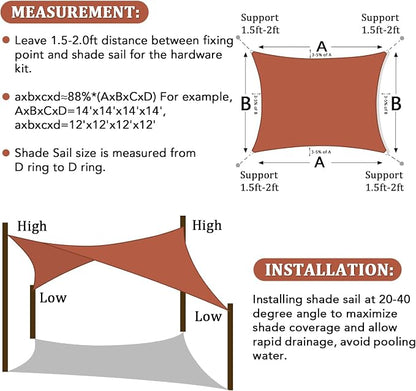 Shade&Beyond 14'x14' Sun Shade Sail Canopy Rectangle, UV Block Breathable - Image 6