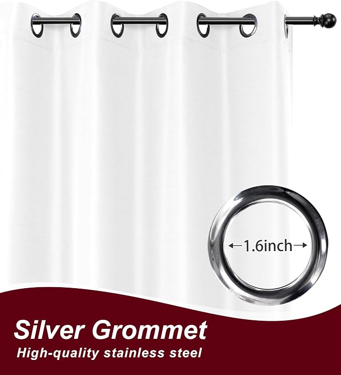 White Grommet Outdoor Curtains for Patio Waterproof 8 Pcs 54x95 In | - Image 2