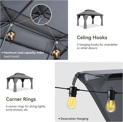 Aoxun 12x10 Gazebo Metal Frame Canopy - Image 4