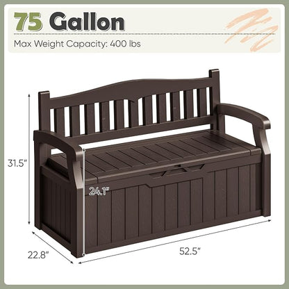 Homall 75 Gallon Outdoor Storage Benches Lockable Deck Box Waterproof | UV - Image 3