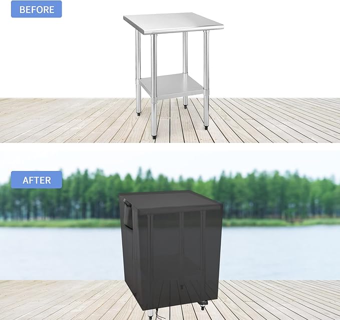 Outdoor Prep Table Cover 24 Inch, Waterproof Patio Stainless Steel Metal BBQ Table Cover All Season Protection for Outdoor Table - 24 x 24 x 35 Inch