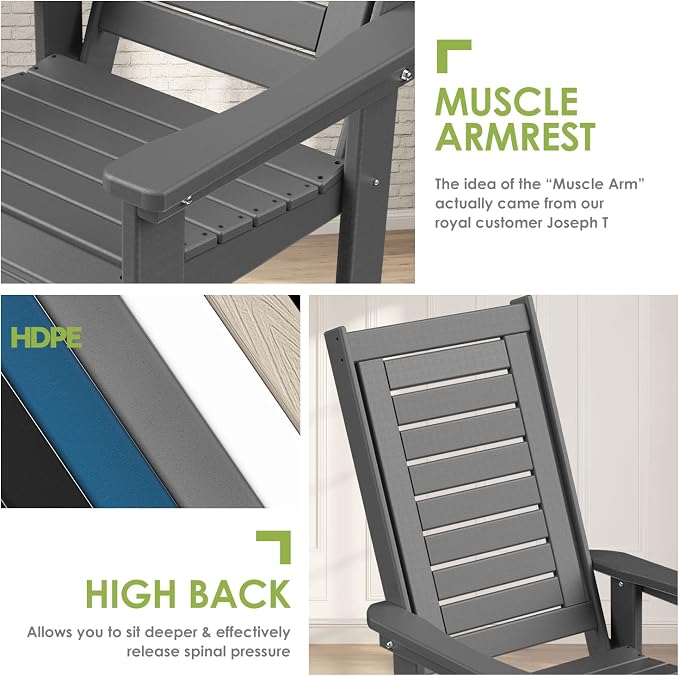 GREENVINES Outdoor Rocking Chairs Set, 2 Rockers w/ 1 Side Table - Image 7