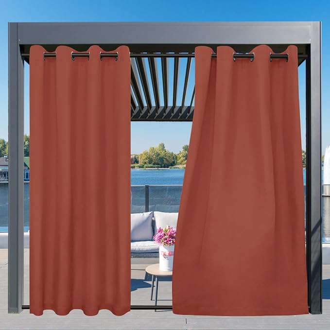 Easy-Going Outdoor Curtains for Patio 1 Panel, 54x108 inch, Terra Red | - Image 3