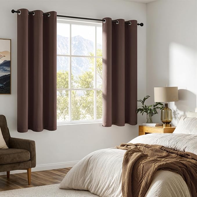 MIULEE Dark Brown 100% Blackout Curtains - Image 6