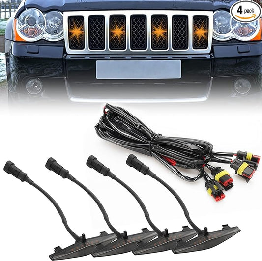 4 PCS Grill Led Lights, Amber Raptoor Grille Lights Plug Play Car Accessories for Toyota 4Runner 2014-2024 TRD Pro Grille and 2014-2019 SR5, Premium, Limited, TRD Off-Road (Black)