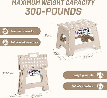 Delxo 9 Inch Kids Step Stool, 300 Lbs Folding Step Stool - Image 4