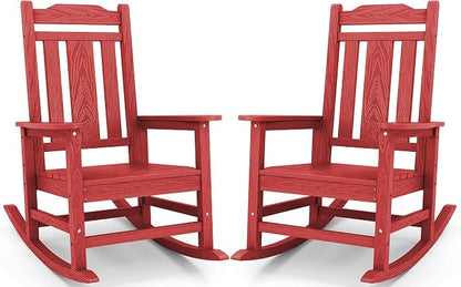 SERWALL HDPE Oversized Outdoor Rocking Chairs Set of 2, Patio Rocker, All by SERWALL