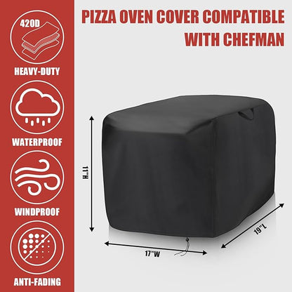 Pizza Oven Cover for CHEFMAN Indoor Pizza Oven,Waterproof 12in Pizza Oven Indoor Outdoor Covers - 19"L x 17"W x 11"H,Black