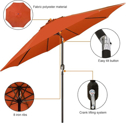 9' Outdoor Patio Umbrella, Outdoor Table Umbrella, Yard Umbrella, Market - Image 2