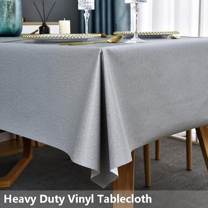 TruDelve Plastic Table Cloth for Rectangle Tables Grey Vinyl Tablecloth Waterproof Wipeable Oilcloth Tablecloths for Parties Dining Table Cover (54'' x 78'', Pure Gray)