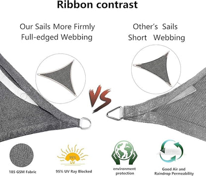Tronssien Rectangle 10'x10' Sun Shade Sail, 95% UV Blockage Canopy Awning - Image 3