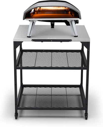 ooni Large Modular Outdoor Table - 31x31x35 Inch Stainless Steel Pizza Oven Stand, Barbecue Cart, Outdoor Pizza Station