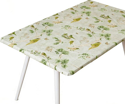 Rectangle Picnic Table Cloth, Elastic Waterproof Fitted Vinyl Tablecloths for 4 Foot Tables, Wipeable Flannel Backed Table Covers for Dining, Camping, Outdoor(Magpie,24"x48")
