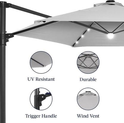 Best Choice Products 10ft Solar LED Offset Cantilever Hanging Market Patio - Image 8