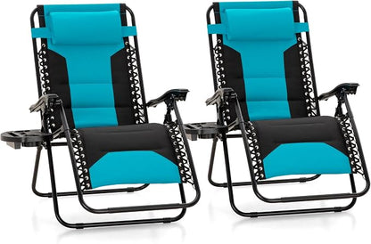 MFSTUDIO Padded Zero Gravity Chair Set of 2, Folding Patio Lounge Recliner by MFSTUDIO