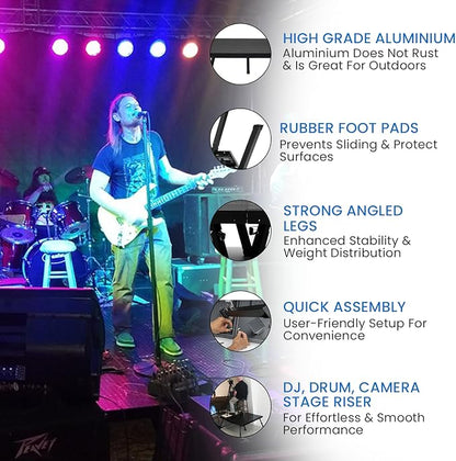 8'x16' MYSTAGE 8 Stage Platform - Portable, Folding Lightweight Aluminum Performance Deck with Adjustable Height 17"-28" - US Patented Design