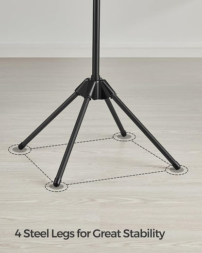SONGMICS Clothes Drying Rack, 59-Inch Folding Laundry Drying Rack with 3 Rotatable Arms for Hangers, 4 Legs, Stainless Steel, for 27 Pieces of Clothes, Black ULLR510B01