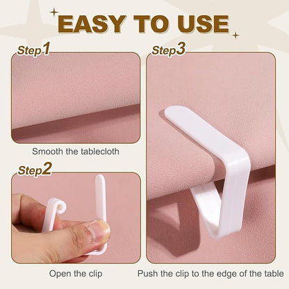 uxcell 16 Pack Plastic Tablecloth Clips, Table Cloth Cover Clamps Windproof Holder Clips 2.17" x 1.69" for Home Party Picnic Wedding Camping Dining Tables, Clear