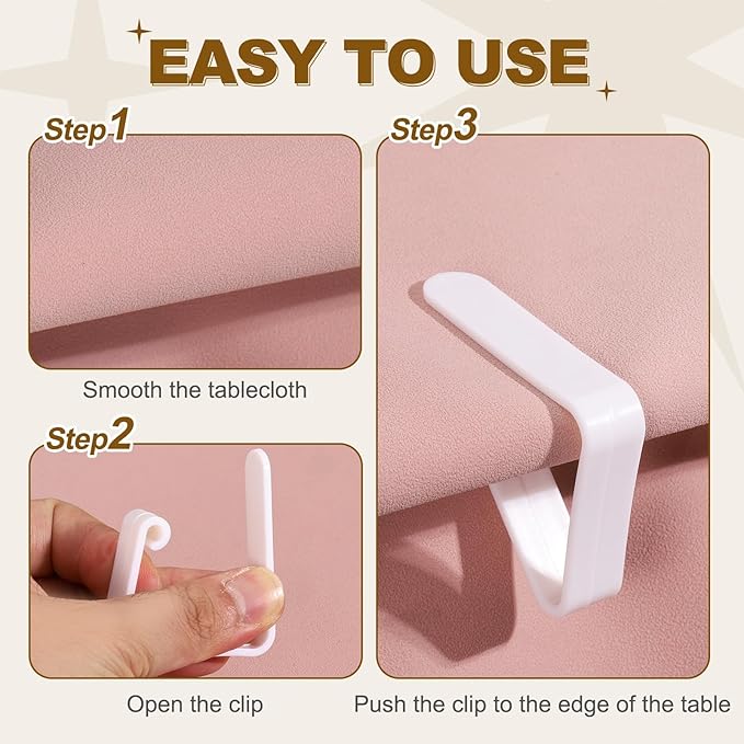 uxcell 32 Pack Plastic Tablecloth Clips, Table Cloth Cover Clamps Windproof Holder Clips 2.17" x 1.69" for Home Party Picnic Wedding Camping Dining Tables, White