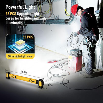 Work Light for Mechanic,3200LM LED Work Lights,5400mAh Rechargeable Magnetic Light bar,Portable Automotive Tools Underhood Light with Hooks for Car Garage Workshop Emergency,Gifts for Him, Yellow