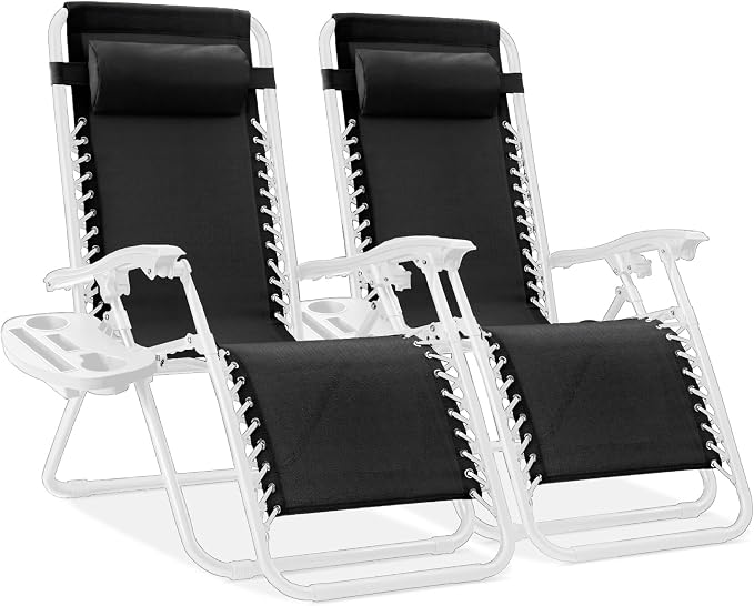Best Choice Products Set of 2 Adjustable Steel Mesh Zero Gravity Lounge Chair by Unknown