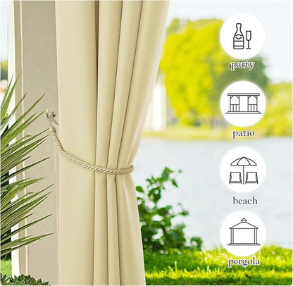 NICETOWN Canvas Patio Curtains Outdoor Waterproof, Rustproof Grommet Durable - Image 5