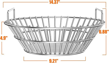 only fire Charcoal Ash Basket, Stainless Steel Charcoal Holder with Handles, Grilling Accessories, Fits Kamado Joe Classic and Large Big Green Egg Grills