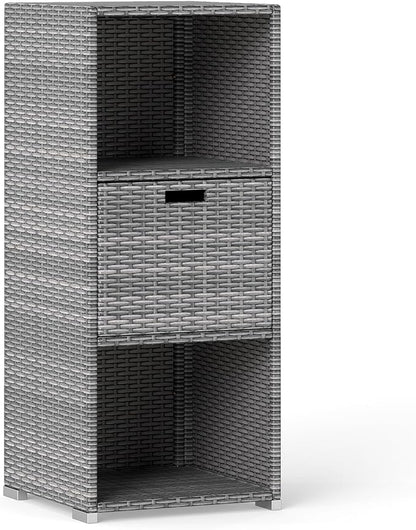 Tangkula Rattan Outdoor Storage Cabinet, Patiojoy Outdoor Wicker Cabinet - Image 9
