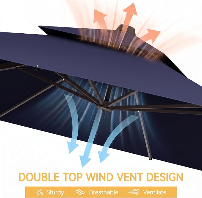 10x13 FT Patio Cantilever Umbrella, Rectangular Heavy Duty Offset Umbrella - Image 6