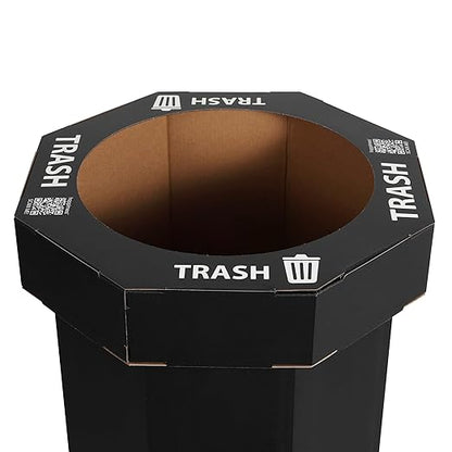 Eyely MPH1300D-SET2 Sal 25-Gallon Disposable Corrugated Cardboard Event Trash Can and Recycling Bin for BBQs, Beach, Parties & Events & Outdoor Activities, Charcoal Black (Set of 2)