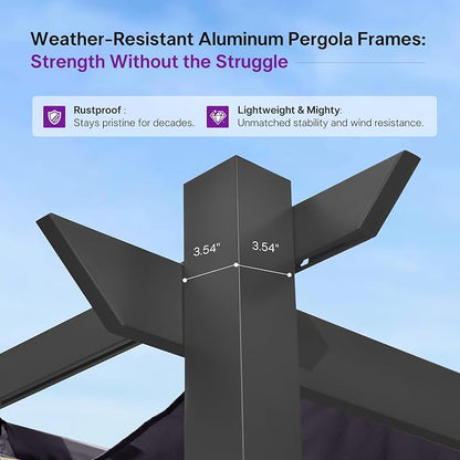 PURPLE LEAF Retractable Pergola 10' x 13' w/Double Canopy - Image 7