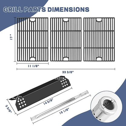 Cooking Grate,Heat Shield and Burner Kit for Nexgrill Replacement Parts 6 Burner 720-0896 720-0896B 720-0896C 720-0896E 720-0896X,for Nexgrill Deluxe & Evolution 6 Burner Gas Grills