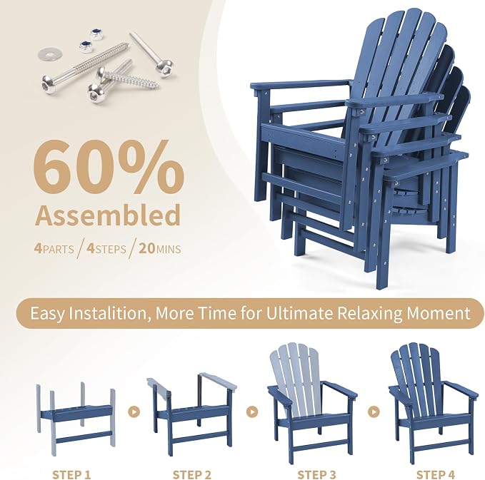 Oversized Stackable Adirondack Chair, HDPE All-Weather Fire Pit Chair | - Image 5